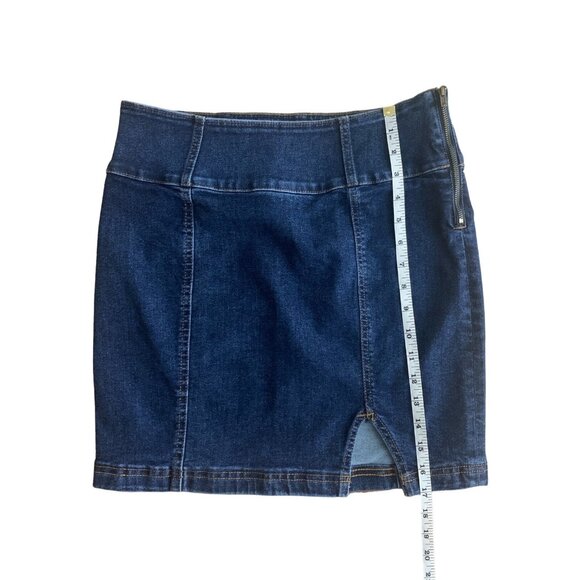 So Juniors Denim Mini Skirt Blue Jean Stretch Zip Closure Size 9/29W - Picture 5 of 8